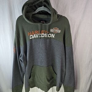 Harley Davidson Womens_Hooded Sweater Size 2XL Gray & Green